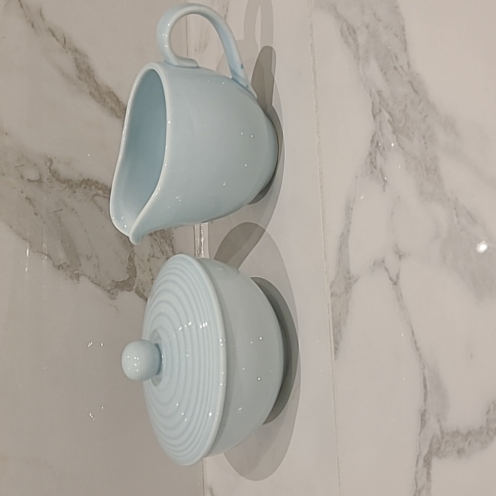 Royal Doulton Light Blue Sugar Bowl and Creamer Set